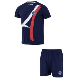 L - Pyjashort Pyjama - Paris Saint Germain - Collection Officielle - 100% Coton - Taille Homme - Bleu