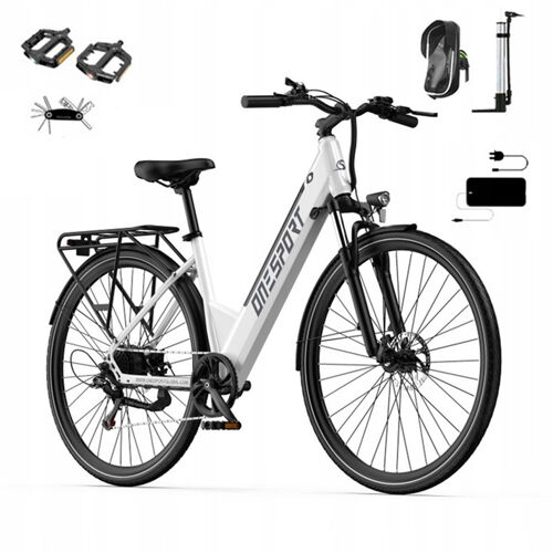 Vélos Électriques Pour Adultes Onesport Ot12 Roues De 27,5 Pouces Moteur De 250 W Batterie 36 V 13 Ah Vitesse Maximale : 25 Km/H Autonomie Maximale : 65 Km Freins Sur Jante Blanc