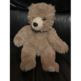 Doudou peluche ours marron beige aurora assis  29cm