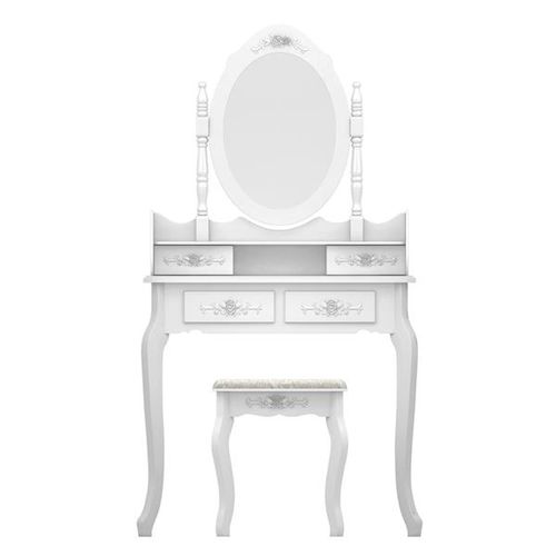 Moderne concis 4 tiroirs Rotation 360 degrés miroir amovible commode blanc