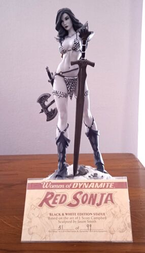 Women Of Dynamite Red Sonja Statue Limited B&W Edition 51/99 J. Scott Campbell