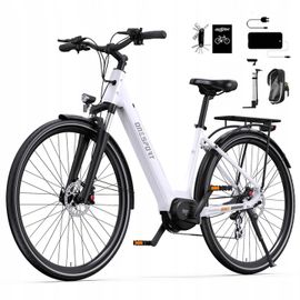 Vélo Électrique - Onesport Ot07 - Moteur Bafang Mid-Drive - 25 Km/H- 36v14ah -Capteurs De Couple - Frein Hydraulique - Batterie 374,4wh - Pneu 700c - Blanc
