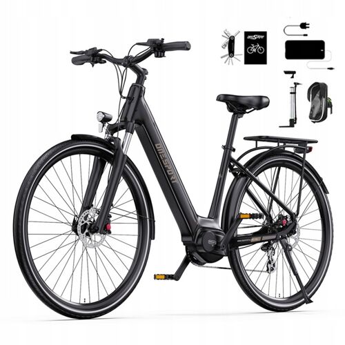 Vélo Électrique - Onesport Ot07 - Moteur Bafang Mid-Drive - 25 Km/H- 36v14ah -Capteurs De Couple - Frein Hydraulique - Batterie 374,4wh - Pneu 700c - Noir