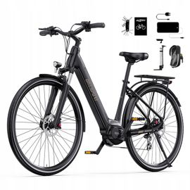 Vélo Électrique - Onesport Ot07 - Moteur Bafang Mid-Drive - 25 Km/H- 36v14ah -Capteurs De Couple - Frein Hydraulique - Batterie 374,4wh - Pneu 700c - Noir