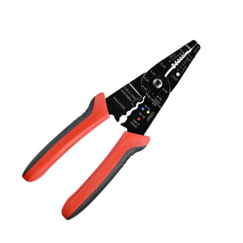 1 x Outil de dénudage de fils électriques en acier au carbone, coupe-vis rouge/noir pour travaux électriques et réparation de câbles