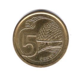 Singapour Piece De 5 Cents 2015 Acier Plaque Laiton Ref Km 345 Poids 1.70 G Diametre 16.45 Mm Epaisseur 1.22 Mm Superbe