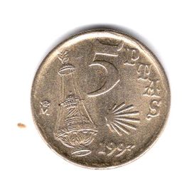 Espagne Piece De 5 Pesetas 1993 Bronze Aluminium Ref Km 919 Poids 3.00 G Diametre 17.50 Mm Epaisseur 1.50 Mm Superbe