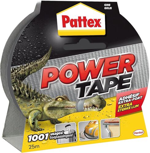 Power Tape,Ruban adhésif gris de 25m,extra fort pour charges lourdes,Bande adhésive toilée tous supports,Rouleau adhésif étanche