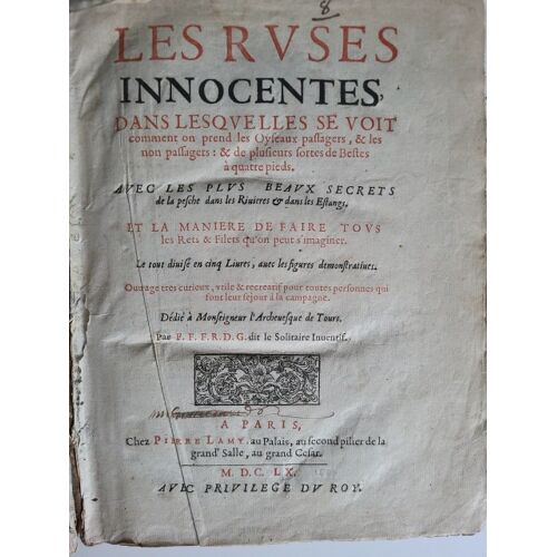 Les Ruses Innocentes Livre De Chasse Et Pêche 1ère Édition Année 1660