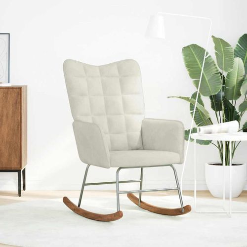 vidaXL Chaise à bascule Crème Velours