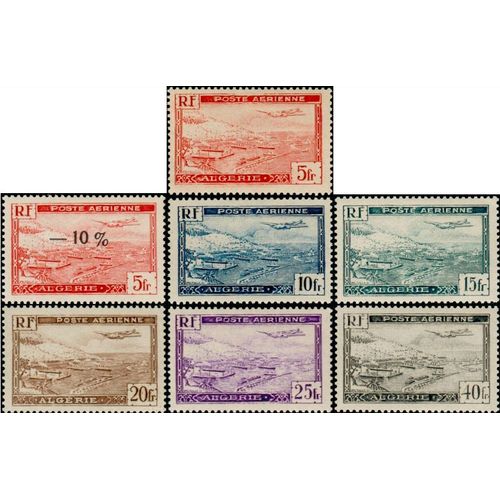 Algérie, Département Français 1946 / 47, Belle Série Complète Neuve**/* Timbres De Poste Aérienne Yvert 1 À 6, Avion Survolant La Rade D'Alger.