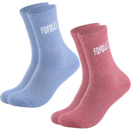 Kalanka-2 Pièces Jolie Motif De Broderie Chaussettes À Paillettes Fofolle,Idéal Cadeau Fille,Anniversaire Fille,Super Chaussettes Paillettes Et Message Rigolo,Colorées Mot Fantaisie