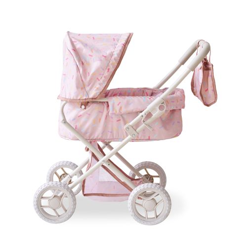 Teamson Kids Poussette classique poupée beige avec nacelle amovible canopy réglable panier sac accessoires bois durable pour jeu d¿imitation