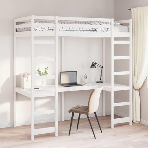 vidaXL Cadre de lit mezzanine Blanc 75 x 190 cm Pin massif