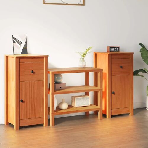 vidaXL Buffet avec tiroir 2 pcs Brun cire 39 x 34,5 x 80 cm Pin massif