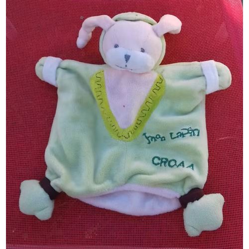 doudou et compagnie lapin déguisé en grenouille marionnette broderie mon lapin crooaa