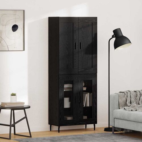 vidaXL Haut Armoire 2 pcs Chêne noir Bois Aggloméré et Verre