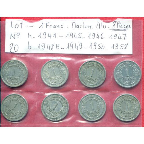 1 Franc Morlon Alu. Lot 20 8 Pièces