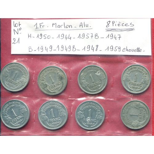 1 Franc Morlon Alu. Lot 21 8 Pièces