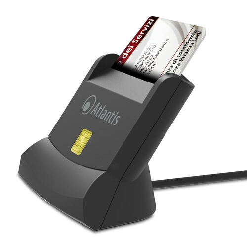 Atlantis Land Lettore Smart Card USB Verticale per Firma Digitale e Pagamenti