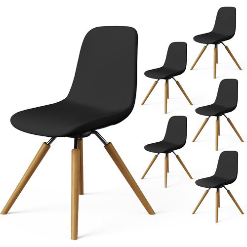 KALANKA-Housse de Chaise Scandinave, 6PCS Housses de Chaise de Salle à Manger Amovible Lavables, Extensible Universel Couverture de Chaise écor de Cuisine Maison (Black)