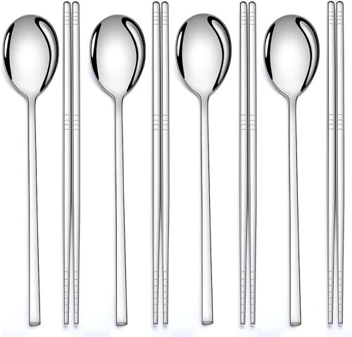 Ensemble Baguettes Et Cuillères Coréen Inox 18-8