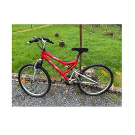 Velo Rouge Tout Suspendu Vtt Tout Terrain 20" Pouces Bicyclette Gosport Affix Suspension Fourche Roue Cadre Arrière Absorbe Choc Outdoor Confort Ressort Attenue Choc Vitesse Cyclisme Terrain Accidenté