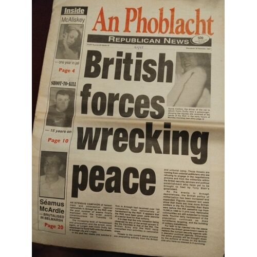 Journal Irlandais An Phoblacht / Republican News N°47 Du 20/11/1997