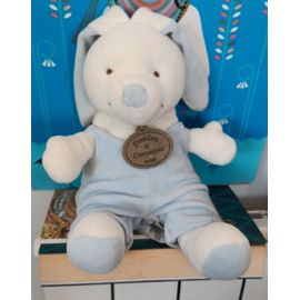 Lapin Bleu blanc salopette Doudou et Compagnie