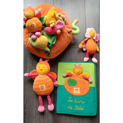 Moulin Roty lot doudou livre bébé Louna l'abeille