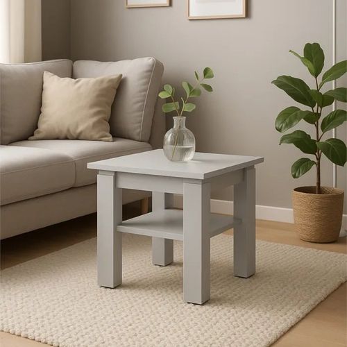 Table Basse Komodee SOLA STO1 Étagère supplémentaire Blanc Blanc 43 x 55 x 55 cm