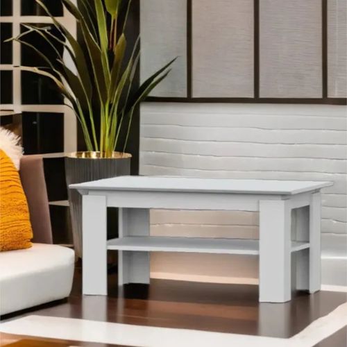 Table Basse Komodee SOLA STO2 Étagère supplémentaire Blanc Blanc 43 x 90 x 55 cm