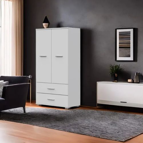 Garde-robe Komodee FAUSKE SZF2 Tiroirs Blanc Blanc 36 x 69 x 130 cm