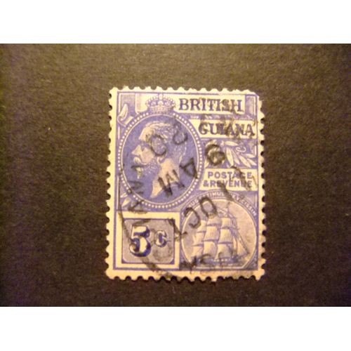 42 British Guiana 1913 1917 / Rey George V / Yvert 116 Fu Defect.