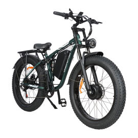 Vélo Électrique Gerpsi Dp2603 De 26 Pouces, Double Moteur (1500w*2), Batterie Amovible 52v 32ah, Vitesse Maximale 55km/H, Autonomie 100km, Shimano 7 Vitesses, Fourche À Double Épaulement- Vert