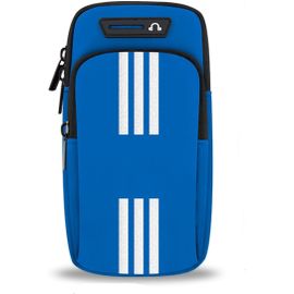 Fitness Brassard Sport Porte Monnaie Pochette Sac Téléphone Portable Pour Smartphone Jusqu¿À 6.5 Pouces Avec Porte-Clés,Conçu Pour Une Utilisation En Extérieur, Course À Pied, Fitness(Bleu)
