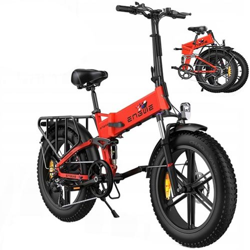 Vélo Électrique Pliable Engwe Engine X, Moteur 250 W, Batterie 48 V 13 Ah, Vitesse Maximale 25 Km/H, Autonomie 100 Km, Pneus 20 Pouces, Double Frein À Disque - Rouge