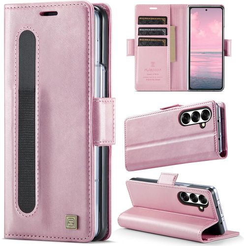 KALANKA-Étui portefeuille pour Samsung Galaxy Z Fold 7, étui en cuir PU avec porte-stylo, blocage RFID, 3 emplacements pour cartes, coque de protection antichoc pour Samsung Galaxy Z Fold 7 (Or rose)