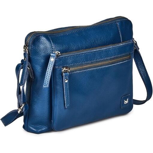 Sac Bandoulière En Croûte De Cuir Bleu Roi - Fabriqué En Italie, Occasion, Taille Moyen
