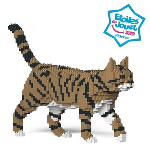 JEU DE CONSTRUCTION EN BRIQUES - JEKCA - CHAT TIGRÉ MARRON