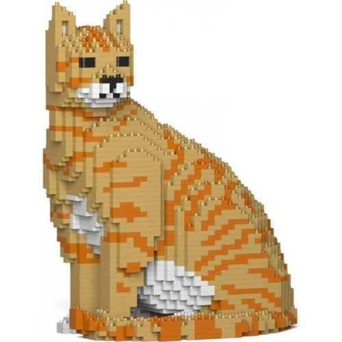 Jeux de construction - JEKCA - Chat Tigre Roux Assis - 1800 pièces - Montage facile - Mixte