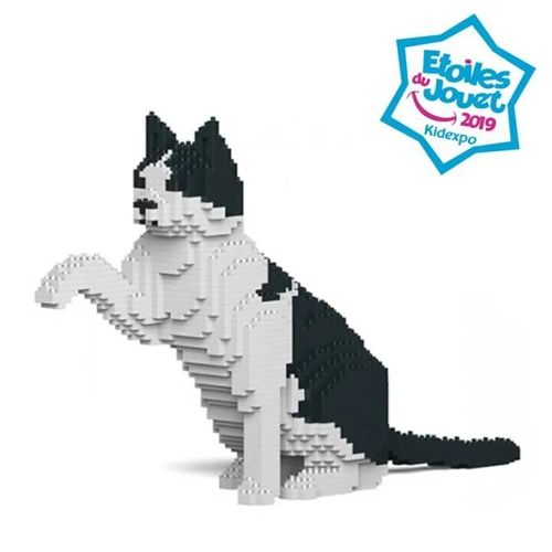 JEU DE CONSTRUCTION EN BRIQUES - JEKCA - CHAT CALICO BLANC & NOIR - 1460 pièces - 27,90 cm de hauteur - Mixte