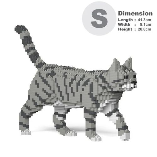 JEKCA Chat Tigré gris clair | Blocs de construction en plastique | 14+