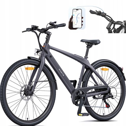 Vélo Électrique Engwe N1 Air - Autonomie Maximale 100 Km - Batterie 36 V 13 Ah - Moteur 250 W - Vitesse Maximale 25 Km/H - Freins À Disque - Cadre En Fibre De Carbone, Gris