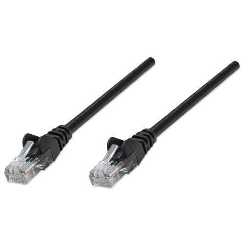 Intellinet Network Patch Cable, Cat6, 5m, Black, CCA, U/UTP, PVC, RJ45, Gold Plated Contacts, Snagless, Booted, Lifetime Warranty, Polybag - Cordon de raccordement - RJ-45 (M) pour RJ-45 (M) - 5 m - UTP - CAT 6 - moulé, sans crochet - noir