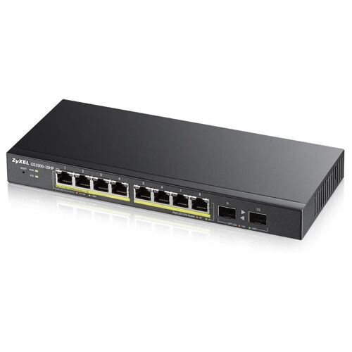 Zyxel GS1900-10HP - Commutateur - intelligent - 8 x 10/100/1000 (PoE+) + 2 x Gigabit SFP - de bureau, fixation murale - PoE+ (77 W)