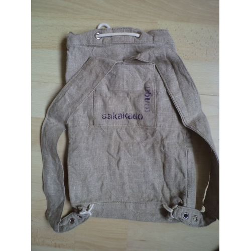 Sac À Dos Style Naturel En Toile Avec Bretelles Et Filet Plusieurs Poches "Sakakado"