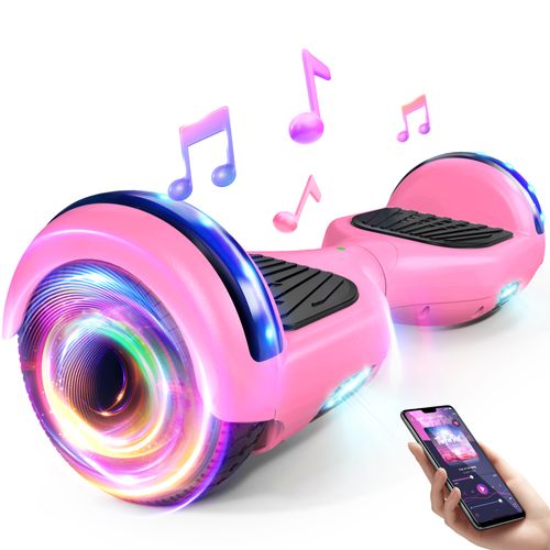 Hoverboard 6,5 Pouces Moteur Puissant, Bluetooth + Lumière Led, Idéal Pour Enfant Et Ados, Batterie 18v/2.6ah, Rose - Sisigad