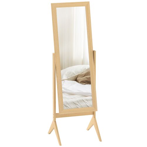 Miroir à pied inclinaison réglable dim. 47L x 46l x 148H cm MDF effet bois clair