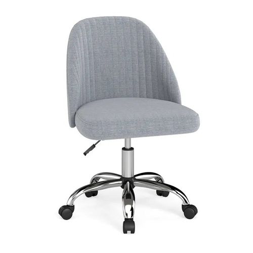 COSTWAY Chaise de Bureau Moderne sans Accoudoirs avec Dossier Incurvé et Siège Rembourré Réglable en Hauteur 44-53 cm Gris